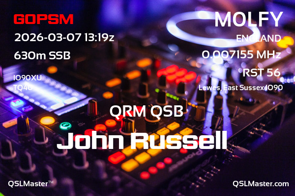 QSL Master Card for M0LFY QSO with G0PSM