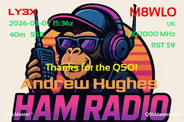 QSL Master Card for M8WLO QSO with LY3X