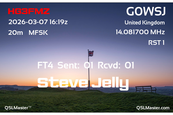 QSL Master Card for G0WSJ QSO with HG3FMZ
