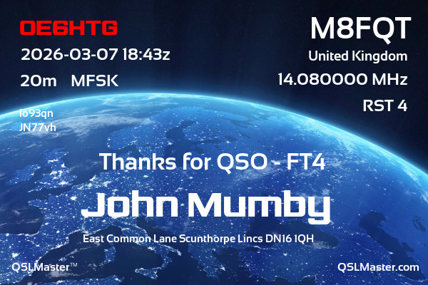 QSL Master Card for M8FQT QSO with OE6HTG