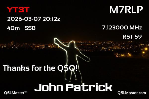 QSL Master Card for M7RLP QSO with YT3T