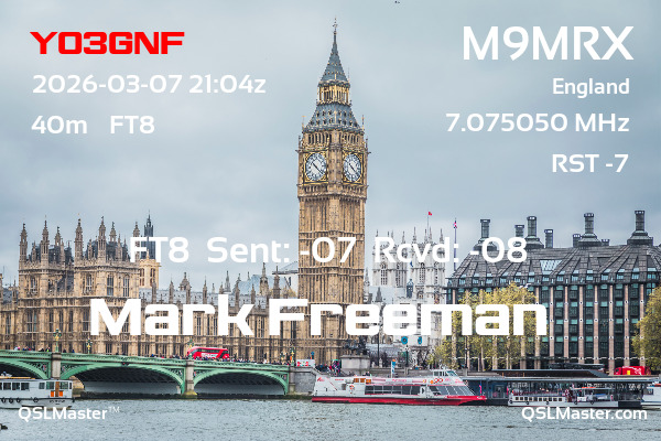 QSL Master Card for M9MRX QSO with YO3GNF