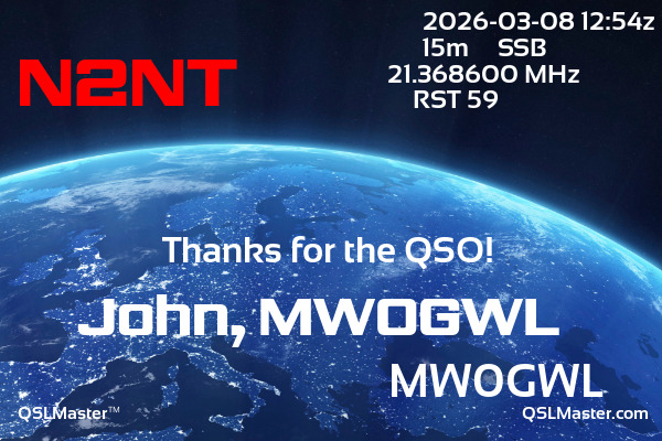 QSL Master Card for MW0GWL QSO with N2NT