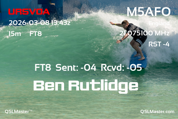 QSL Master Card for M5AFO QSO with UR5VOA