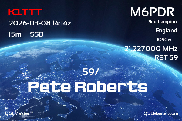 QSL Master Card for M6PDR QSO with K1TTT