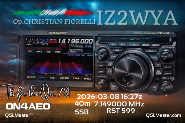 QSL Master Card for IZ2WYA QSO with ON4AEO