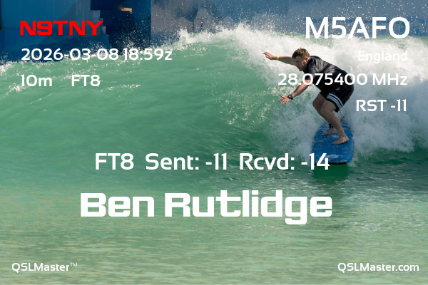 QSL Master Card for M5AFO QSO with N9TNY