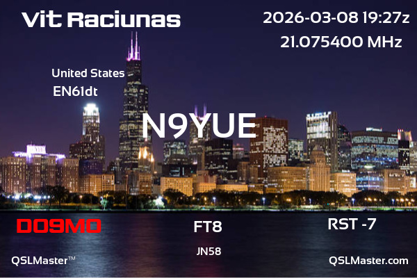 QSL Master Card for N9YUE QSO with DO9MO