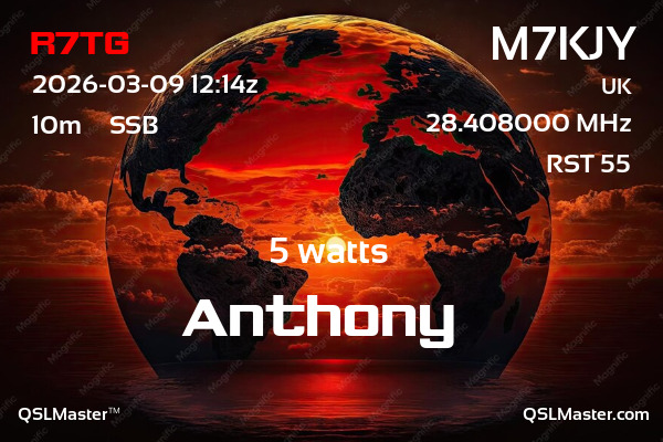 QSL Master Card for M7KJY QSO with R7TG