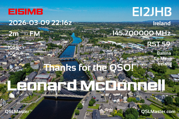 QSL Master Card for EI2JHB QSO with EI5IMB