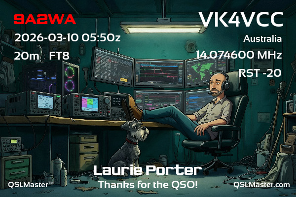 QSL Master Card for VK4VCC QSO with 9A2WA