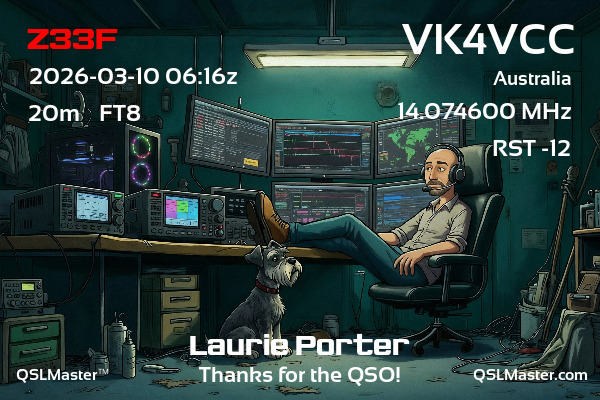 QSL Master Card for VK4VCC QSO with Z33F