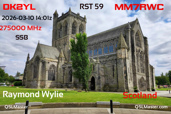 QSL Master Card for MM7RWC QSO with DK2YL