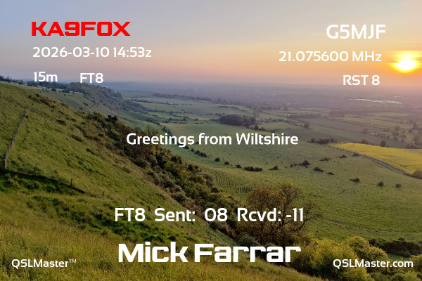 QSL Master Card for G5MJF QSO with KA9FOX