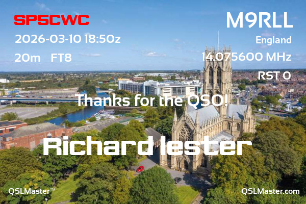 QSL Master Card for M9RLL QSO with SP5CWC
