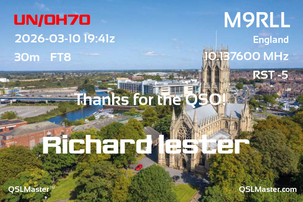 QSL Master Card for M9RLL QSO with UN/OH7O