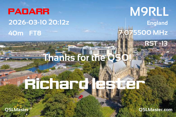 QSL Master Card for M9RLL QSO with PA0ARR