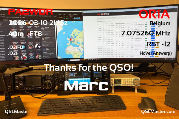 QSL Master Card for OR1A QSO with PA2WDR
