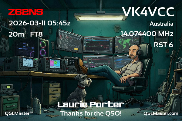 QSL Master Card for VK4VCC QSO with Z62NS