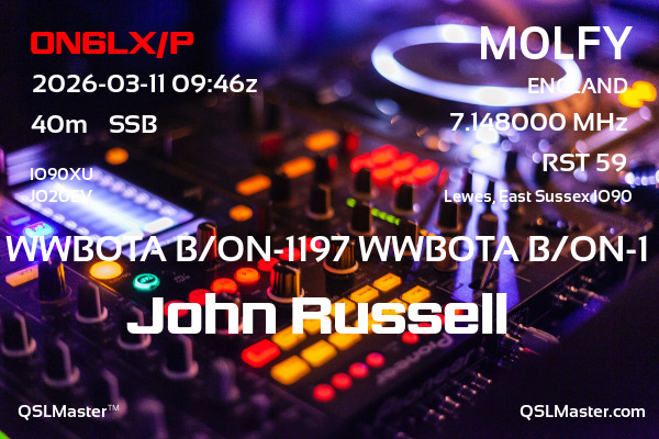 QSL Master Card for M0LFY QSO with ON6LX/P