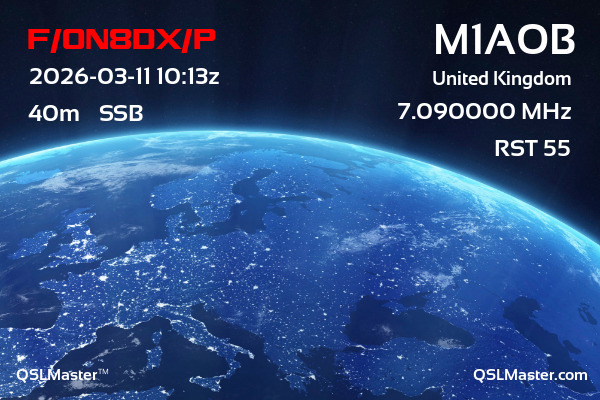 QSL Master Card for M1AOB QSO with F/ON8DX/P
