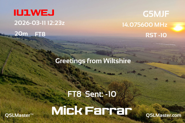 QSL Master Card for G5MJF QSO with IU1WEJ