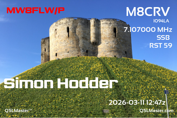QSL Master Card for M8CRV QSO with MW8FLW/P