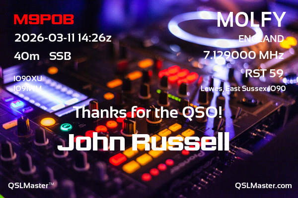 QSL Master Card for M0LFY QSO with M9POB