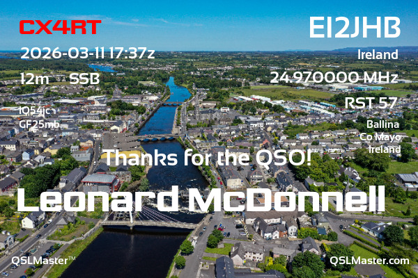 QSL Master Card for EI2JHB QSO with CX4RT