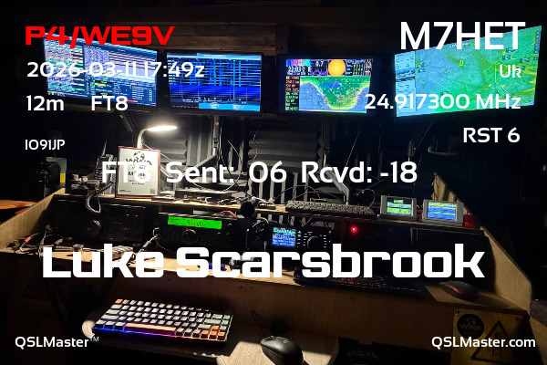 QSL Master Card for M7HET QSO with P4/WE9V