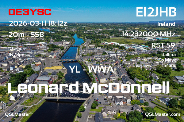 QSL Master Card for EI2JHB QSO with OE3YSC