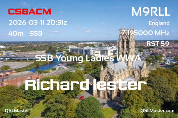 QSL Master Card for M9RLL QSO with CS8ACM