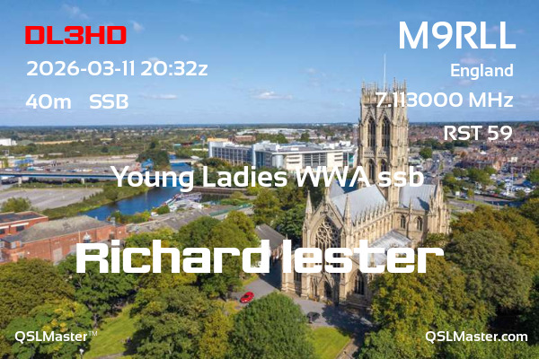 QSL Master Card for M9RLL QSO with DL3HD