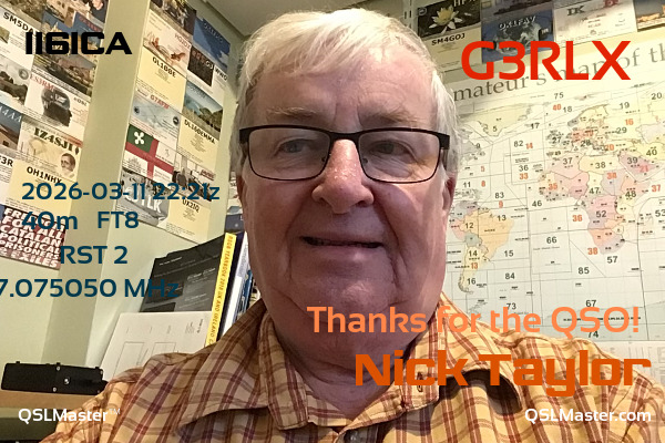 QSL Master Card for G3RLX QSO with II6ICA