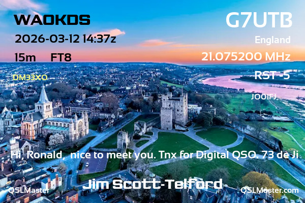 QSL Master Card for G7UTB QSO with WA0KDS