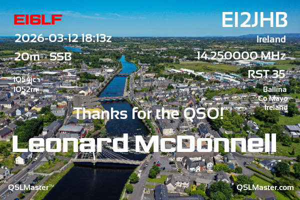 QSL Master Card for EI2JHB QSO with EI6LF