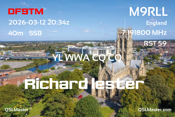QSL Master Card for M9RLL QSO with DF9TM