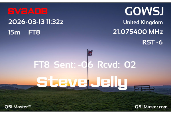 QSL Master Card for G0WSJ QSO with SV2AOB
