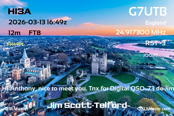 QSL Master Card for G7UTB QSO with HI3A