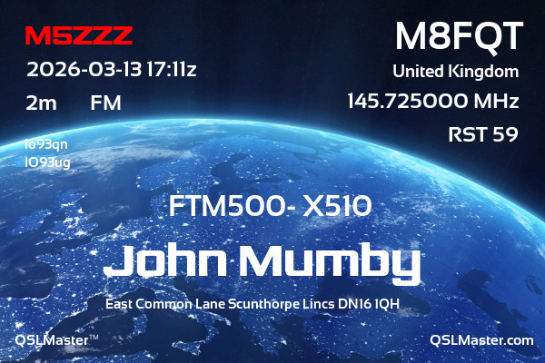 QSL Master Card for M8FQT QSO with M5ZZZ