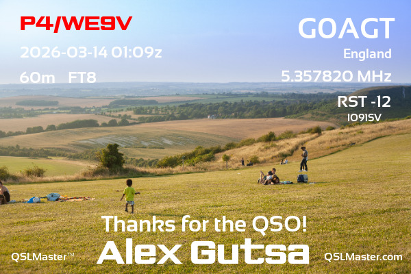 QSL Master Card for G0AGT QSO with P4/WE9V
