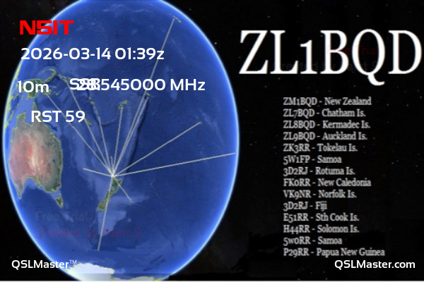 QSL Master Card for ZL1BQD QSO with N5IT