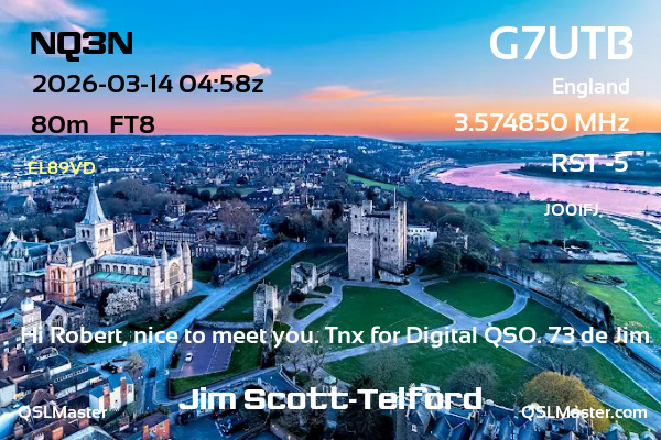 QSL Master Card for G7UTB QSO with NQ3N