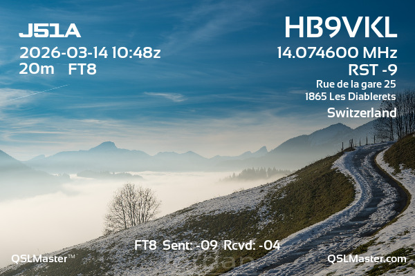 QSL Master Card for HB9VKL QSO with J51A