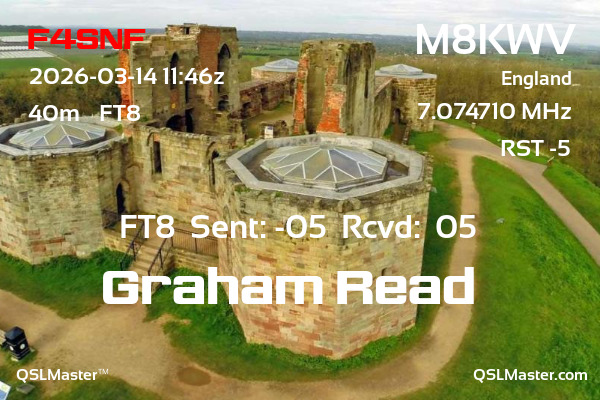 QSL Master Card for M8KWV QSO with F4SNF