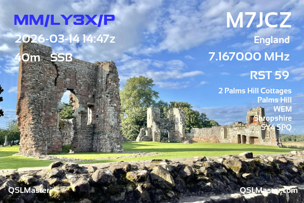QSL Master Card for M7JCZ QSO with MM/LY3X/P