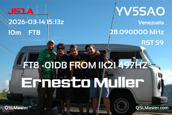 QSL Master Card for YV5SAO QSO with J51A