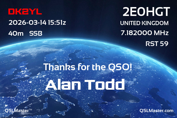 QSL Master Card for 2E0HGT QSO with DK2YL