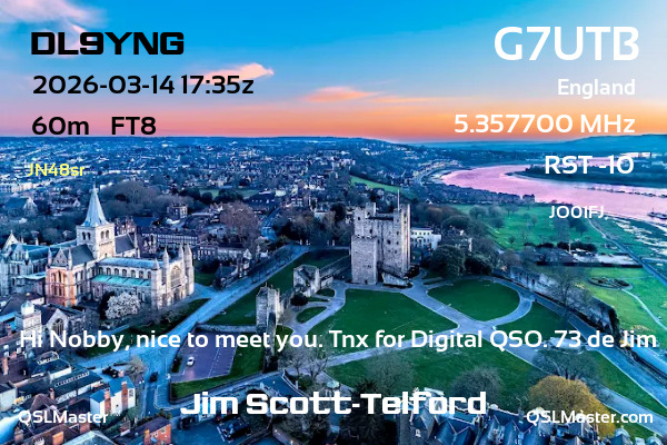 QSL Master Card for G7UTB QSO with DL9YNG