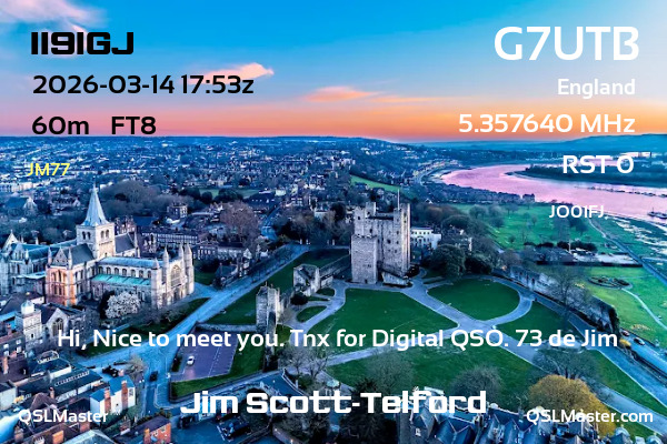 QSL Master Card for G7UTB QSO with II9IGJ